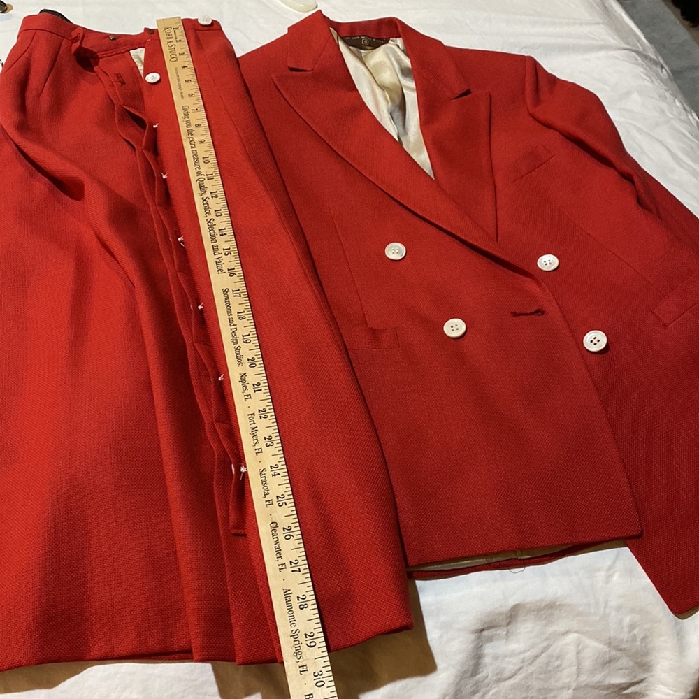 Vintage Cricketeer tomato double breasted jacket and skirt, 4P - Picture 9 of 10